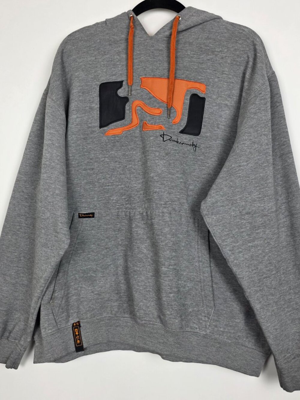 Drunknmonkey Y2K Mens Medium Long Sleeve Gray Pullover Hoodie
